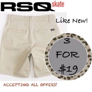 3/$19 RSQ Khaki Chino flat front Shorts